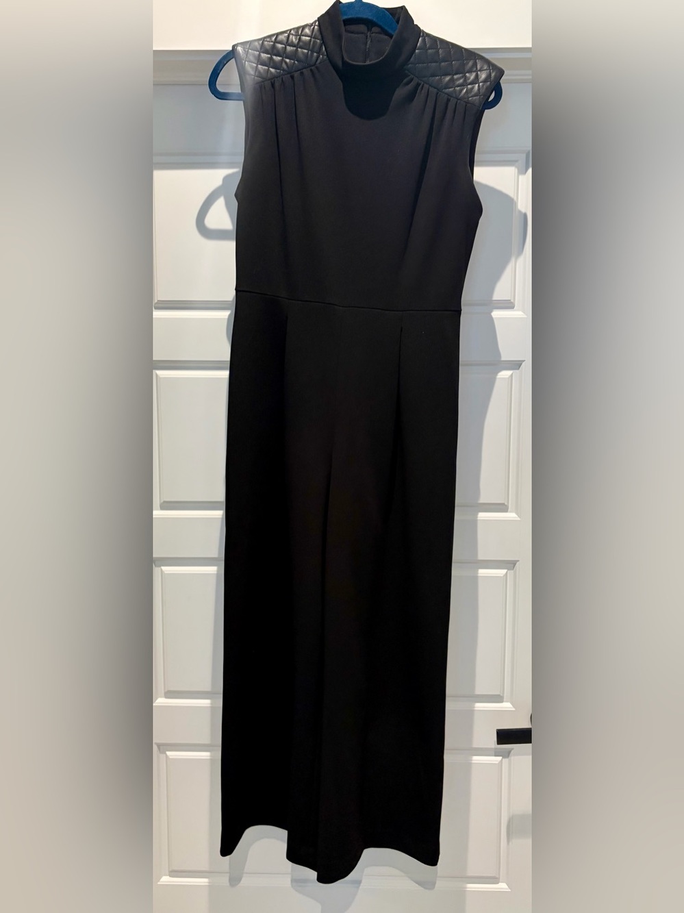 Calvin Klein Black Jumpsuit with Faux Leather Accents